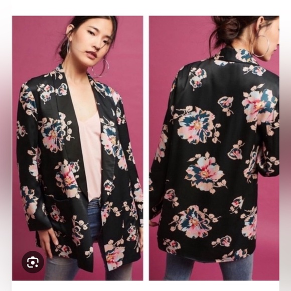 Anthropologie โข Ett:Twa Floral Black Women's Blazer โข XL - Picture 3 of 9